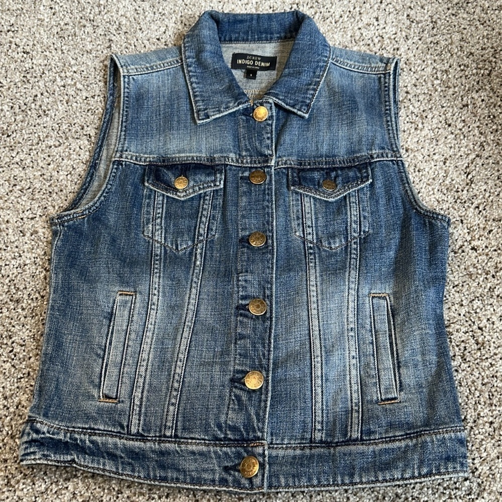 J Crew Indigo Denim Vest, 100% Cotton, Small, NWOT - Picture 6 of 7